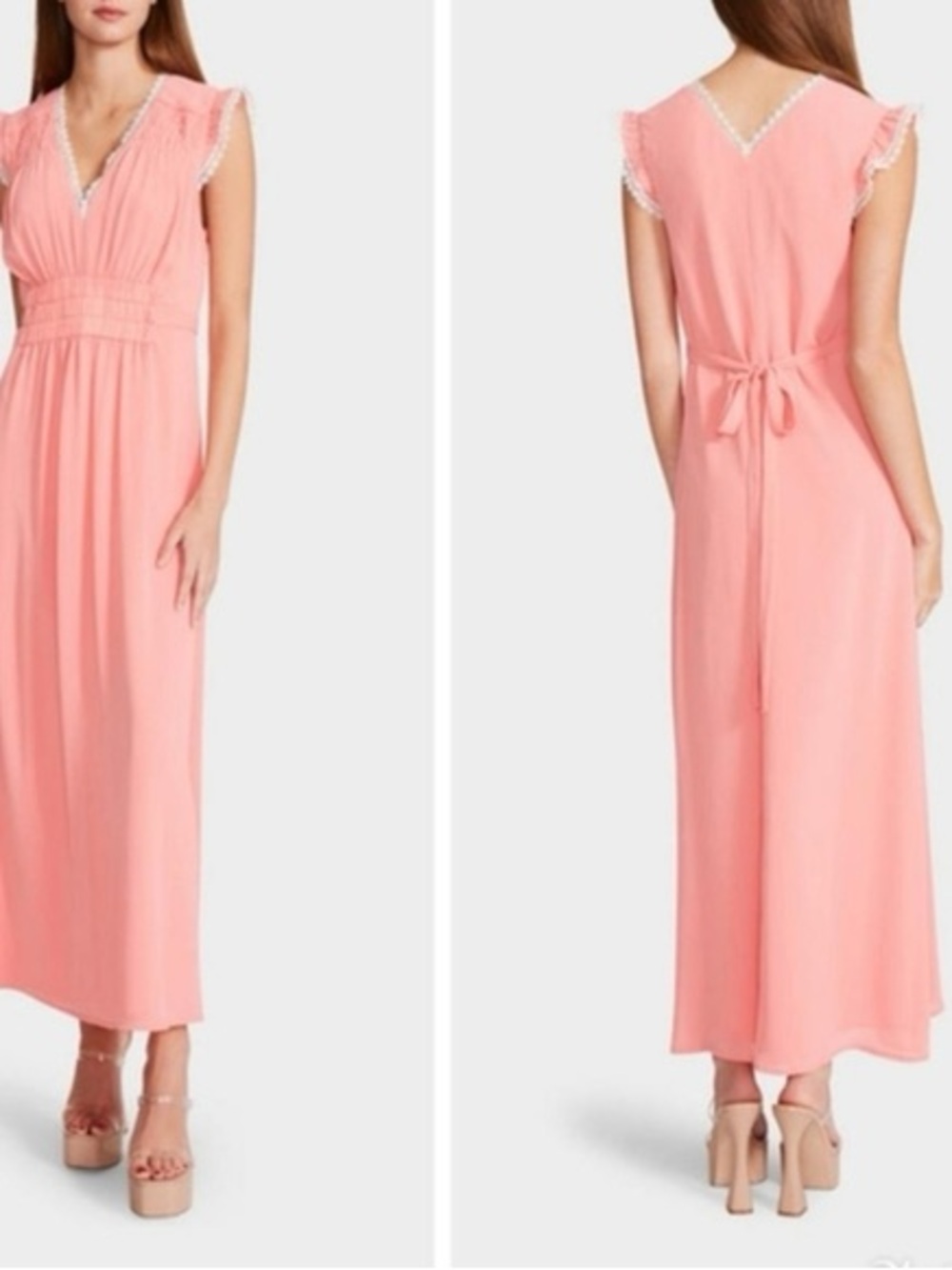 NWT Betsey Johnson Boudoir Crinkle Chiffon Maxi Dress - Flamingo Pink